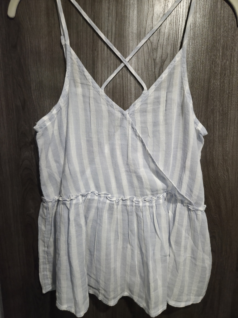 NWT American Eagle Striped Cross-Front Peplum Cami Top S Coquette Cottagecore